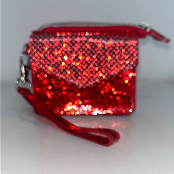 Disney Red Glitter Minnie Mouse Wallet / Wristlet Zipper Closure Small - Picture 4 of 10